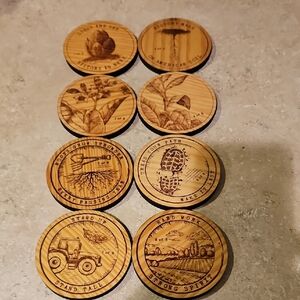 Complete Set of 8 Copenhagen Limited Edition Wooden Coasters